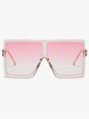 Clear Pink Square Oversized Sunglasses Flat Top Fashion Shades UV400